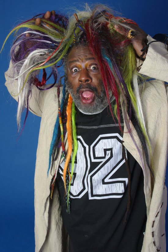 Il grande e pittoresco George Clinton in una foto recente