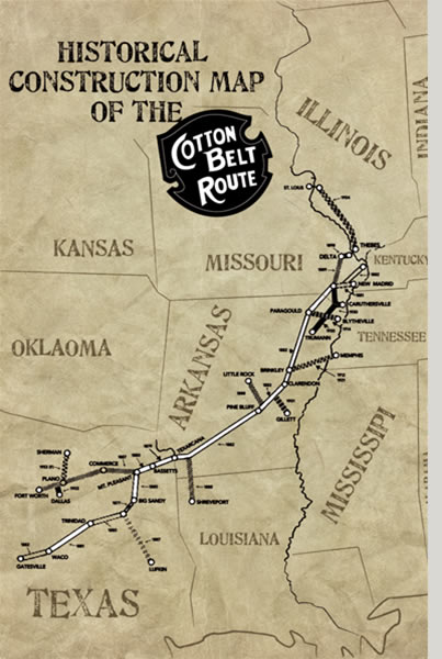 La Cotton Belt Route, era la linea ferroviaria che toccava le principali città della "area del Cotone": in queste zone nacque il Blues